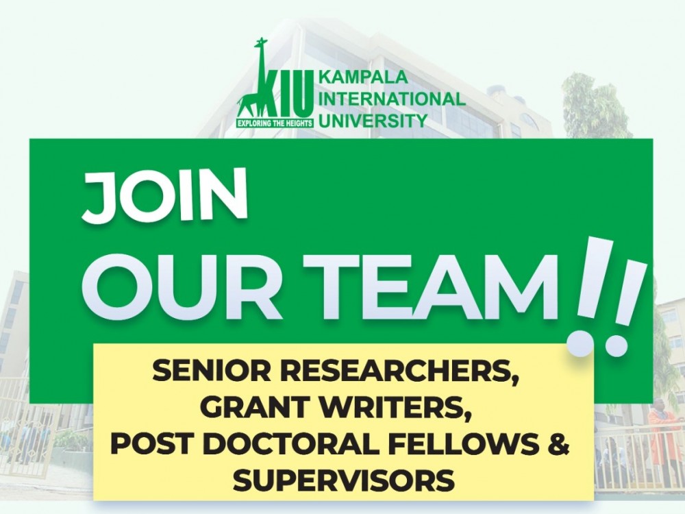 Kiu Job Vacancy: Senior Researchers, Grant Writers, Post Doctoral Fellows And Supervisors